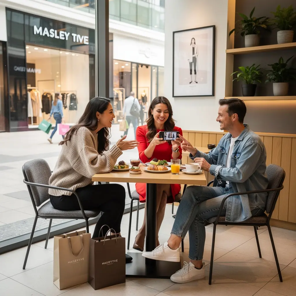 Een overzicht van trendy modeaccessoires in een luxe outlet winkel.